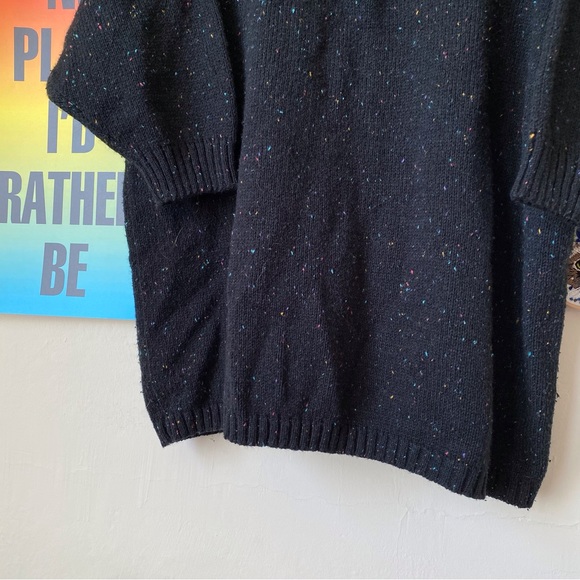 Vintage Venezia Black Rainbow Speckled Collared 3/4 Sleeve Sweater One Size - Picture 3 of 5